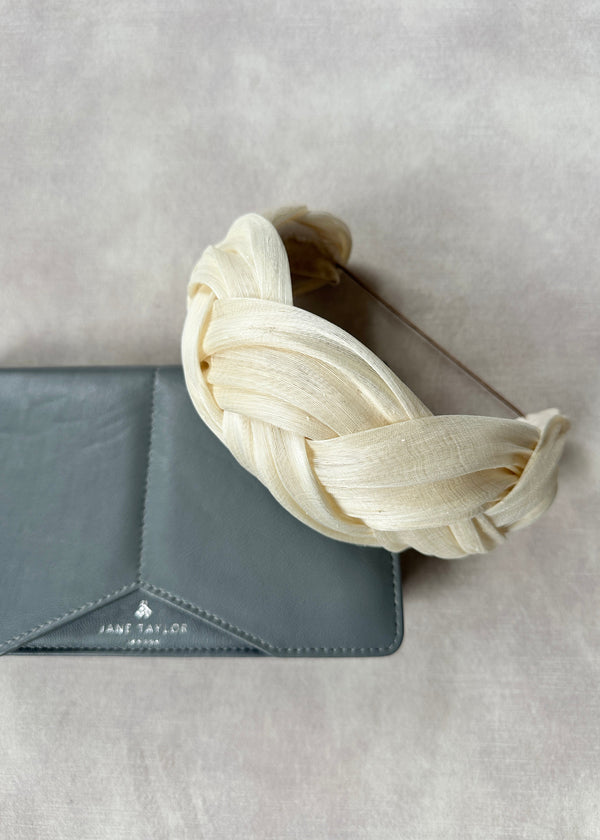 Antheia Headband in Silk Abaca in Ivory
