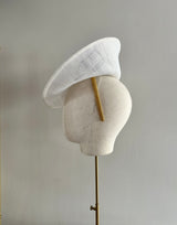Gaia Hat in Straw with Pleated Crin in White