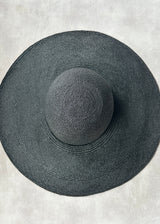 Sun Hat in Panama with Black Ribbon in Black