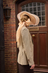 Luna Hat in Straw with Organza Bow in Champagne