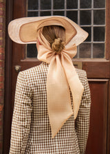 Luna Hat in Straw with Organza Bow in Champagne