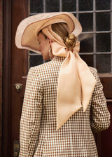 Luna Hat in Straw with Organza Bow in Champagne