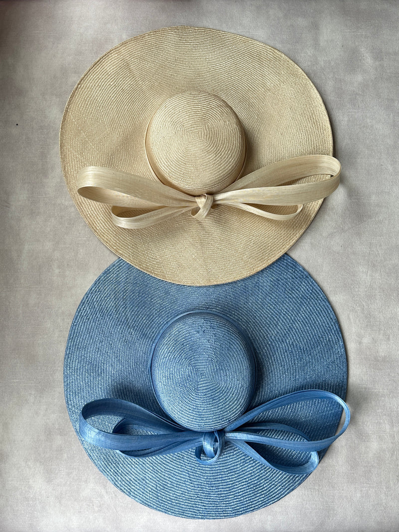 Fortuna Boater in Straw with Bow in Natural