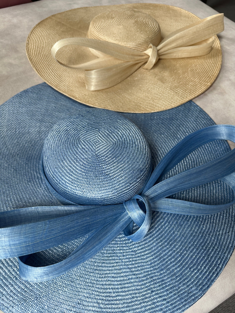 Fortuna Boater in Straw with Bow in Natural