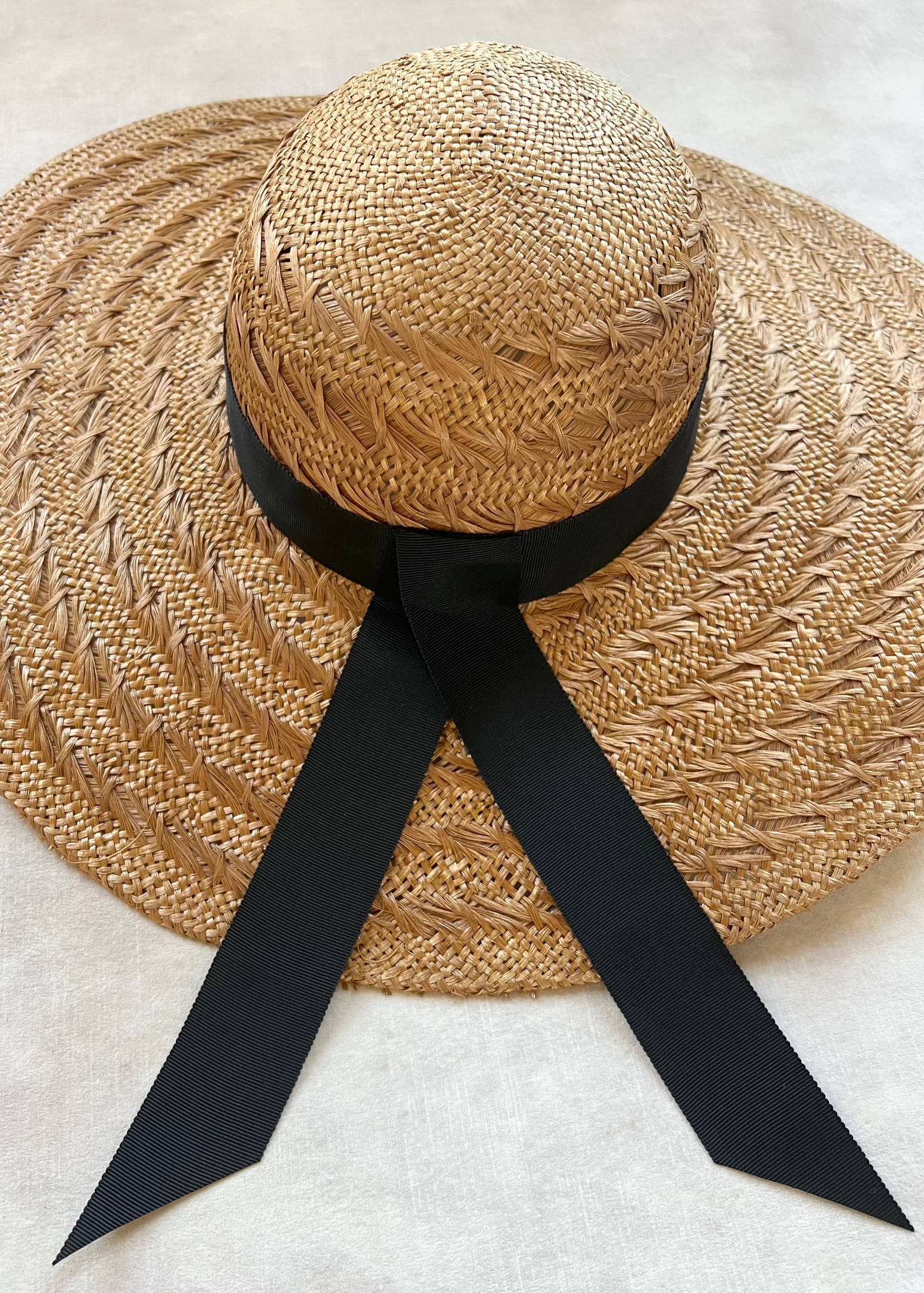 Luxury Sun Hat in Straw with Black Ribbon - Jane Taylor London