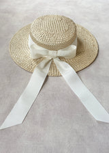 Children's Boater in Straw in Natural