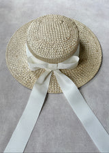 Children's Boater in Straw in Natural