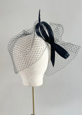 Headband with Buntal Knot and Veiling in Black