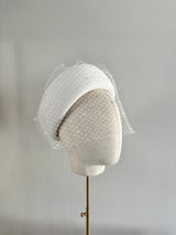 Bridal Bia Halo® in Crepe with Veil and Pearls