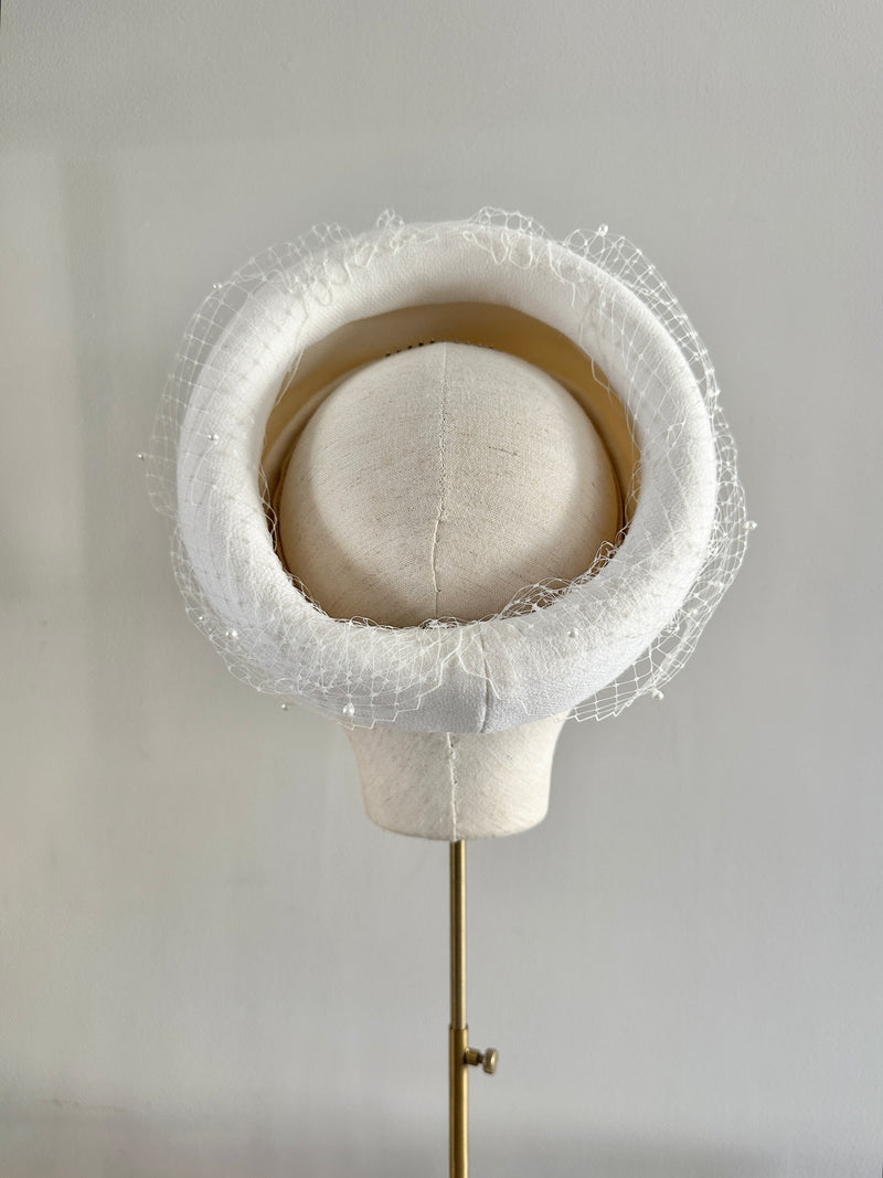 Bridal Bia Halo® in Crepe with Veil and Pearls