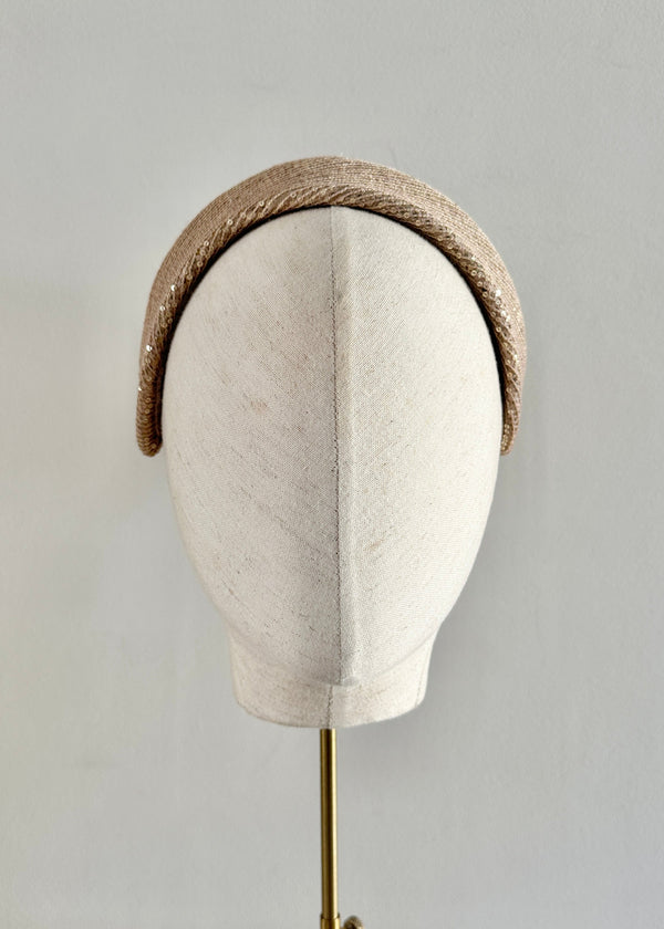 Diana Sequinned Headband in Champagne