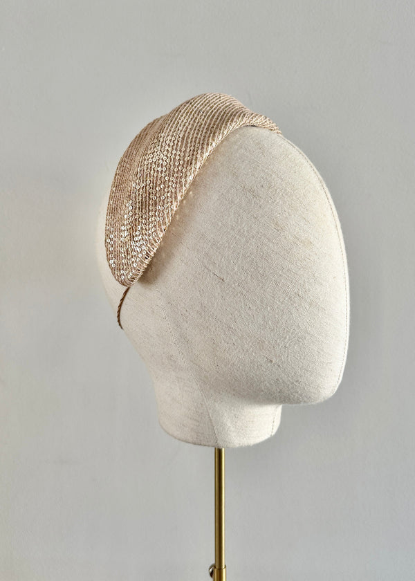 Diana Sequinned Headband in Champagne