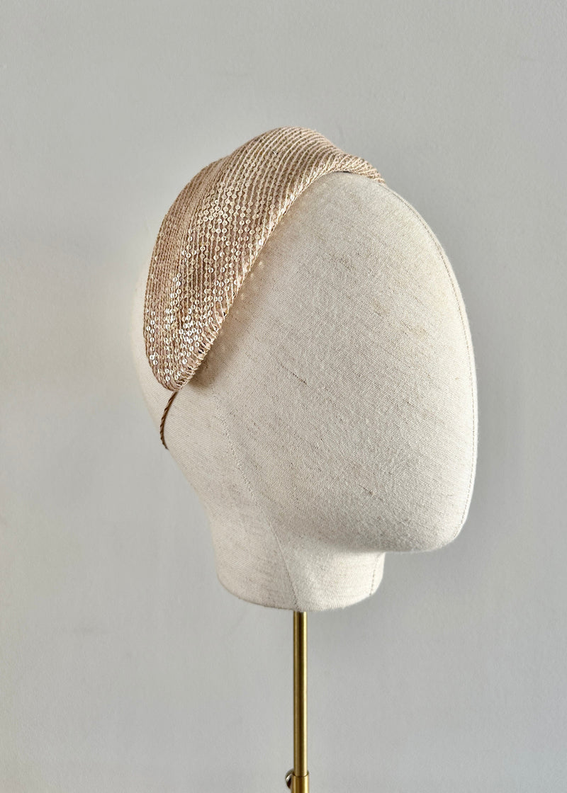 Diana Sequinned Headband in Champagne