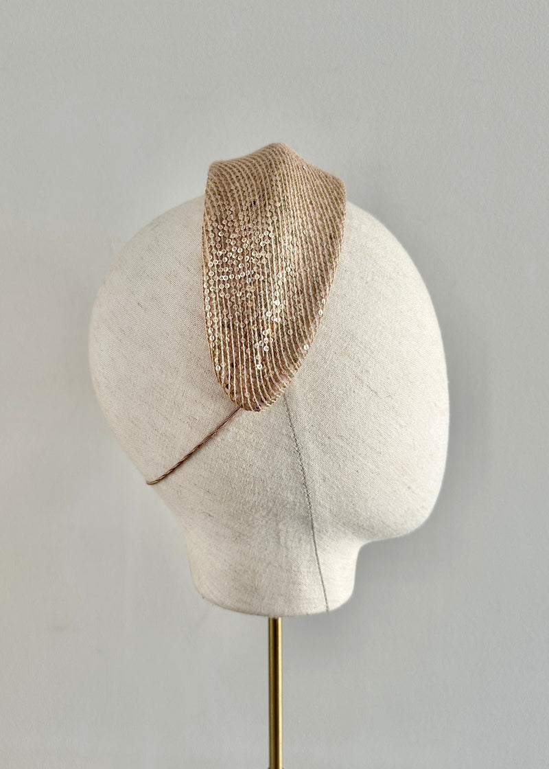 Diana Sequinned Headband in Champagne