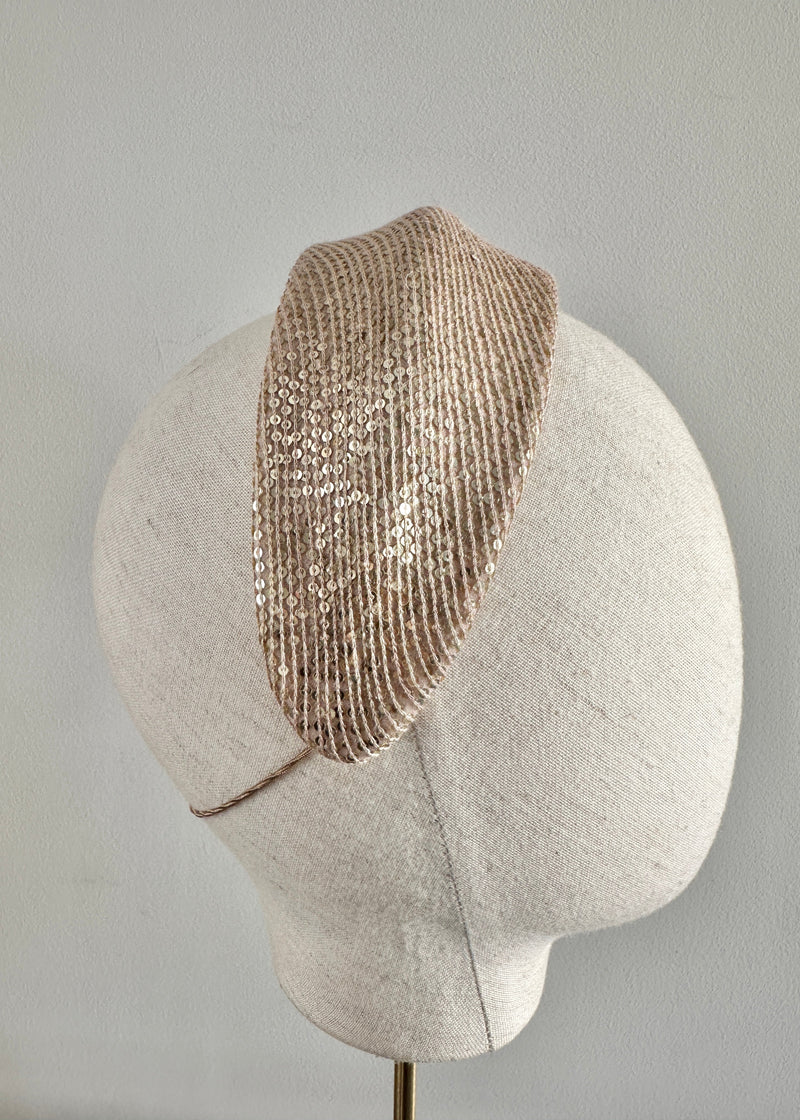 Diana Sequinned Headband in Champagne