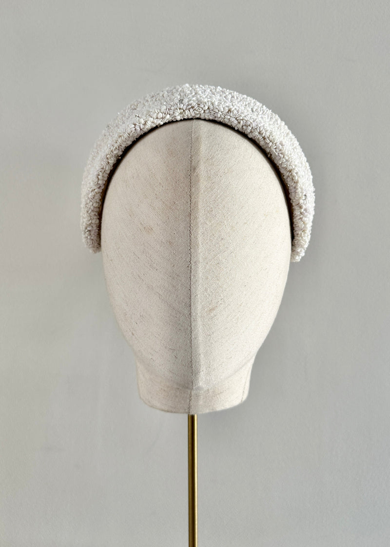Diana Sequin Crystal Encrusted Headband in White