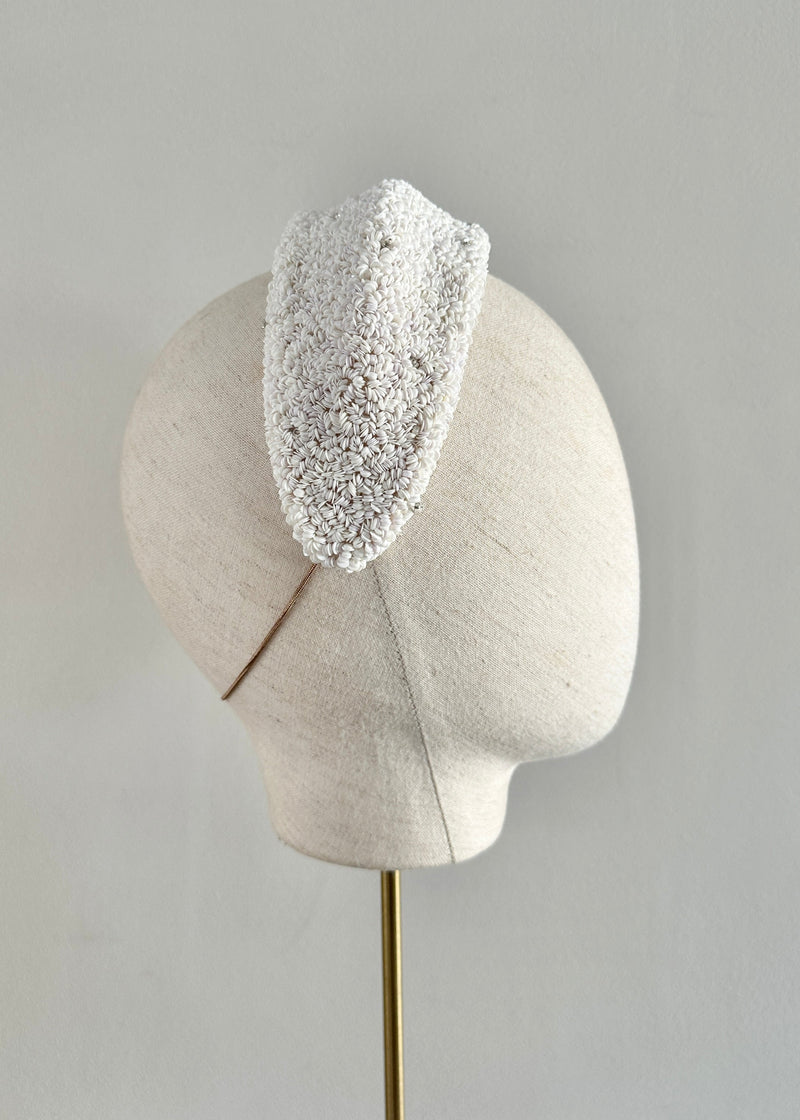 Diana Sequin Crystal Encrusted Headband in White