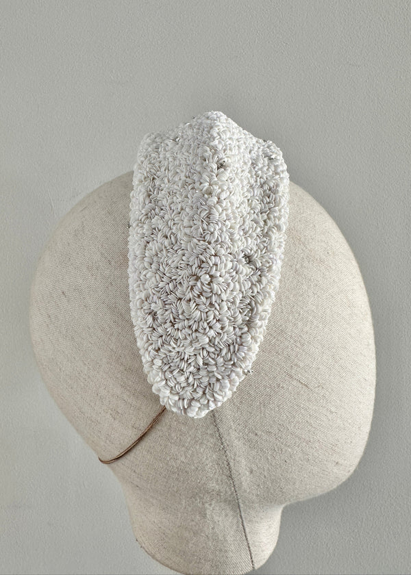 Diana Sequin Crystal Encrusted Headband in White