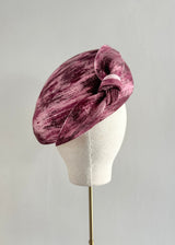 Structured Beret in Felt with Bow in Magenta Tones