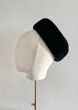 Roma Pillbox in Velvet with Satin Detail in Black