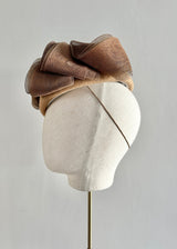 Lyssa Cocktail Hat in Felt with Crin Waves in Camel