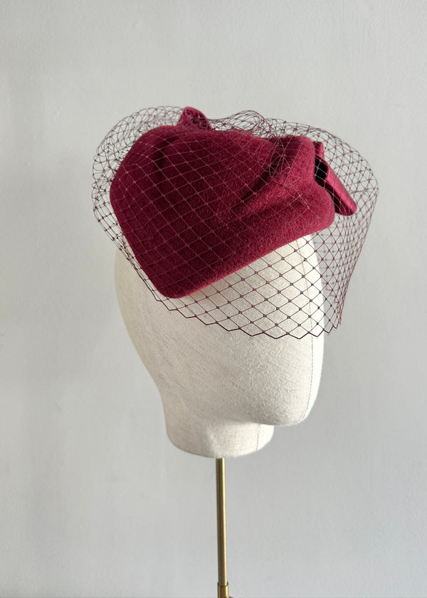 Neso Hat in Luxury Felt with Satin Bow and Veiling