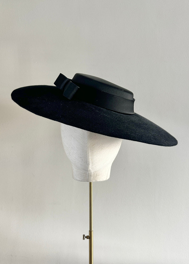 Hera Hat in Luxury Felt with Satin Crown in Black