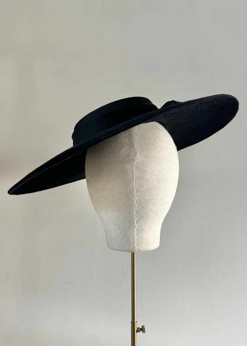 Hera Hat in Luxury Felt with Satin Crown in Black