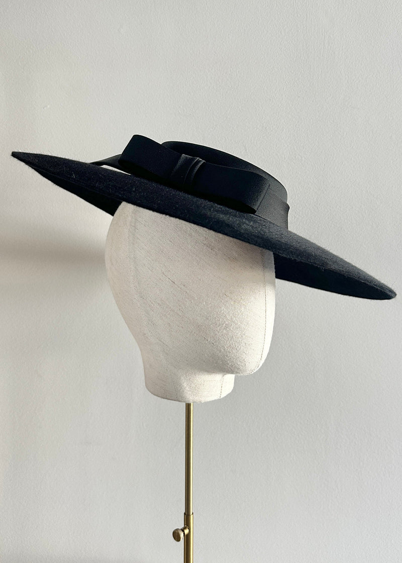 Hera Hat in Luxury Felt with Satin Crown in Black