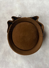 Delia Luxury Felt Pillbox with Bow and Veiling