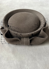 Delia Luxury Felt Pillbox with Bow and Veiling
