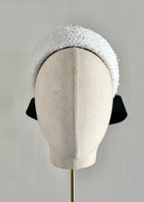 The Halo® in Tweed with Black Satin Bow in White
