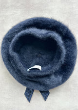 Beret in Mohair with Tweed and Crystal Bow in Navy