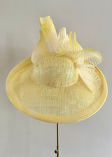 Oval Brimmed Hat in Straw with Pleated Crin in Yellow