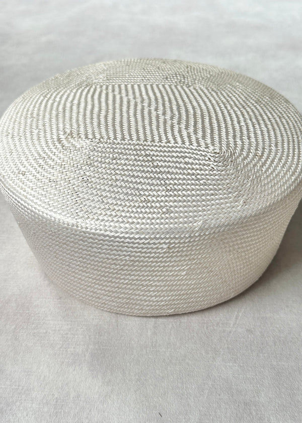 Rhea Pillbox in Straw in Ivory