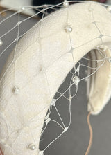 Crescent Moon Band® in Crepe with Pearl Spotted Veil in Vanilla