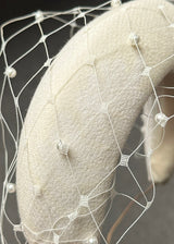 Crescent Moon Band® in Crepe with Pearl Spotted Veil in Vanilla