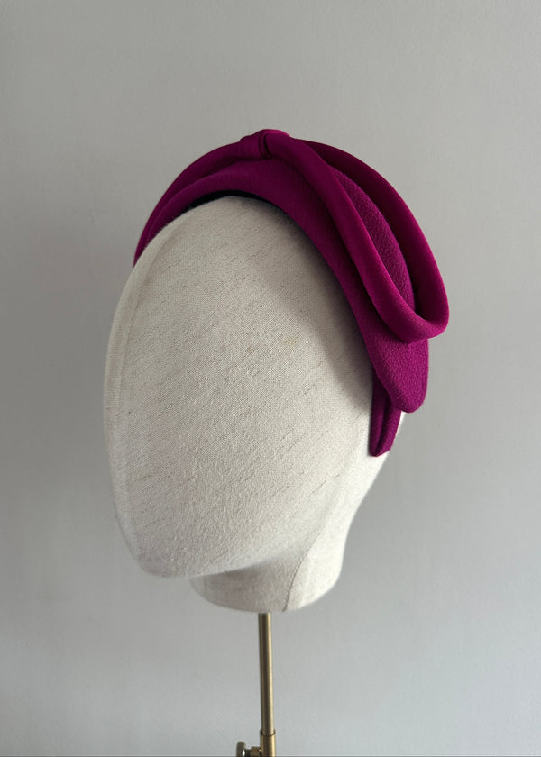 Diana Headband in Crepe with Satin Bow in Pink