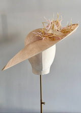 Juno Hat with Goose Feathers and Buntal in Natural