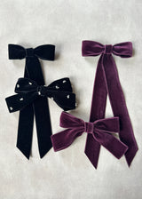 Double Velvet Long Hair Bow