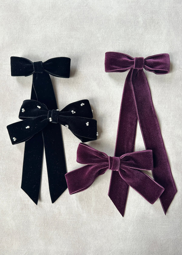 Double Velvet Long Hair Bow