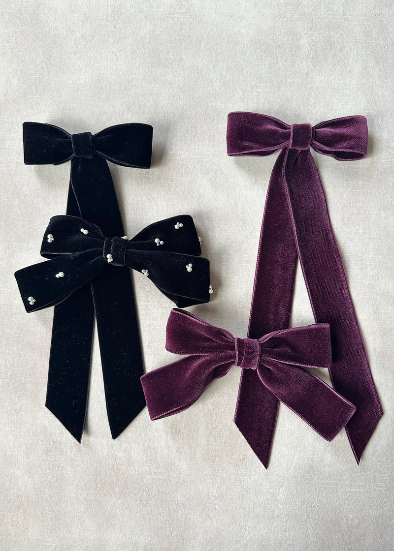 Double Velvet Long Hair Bow