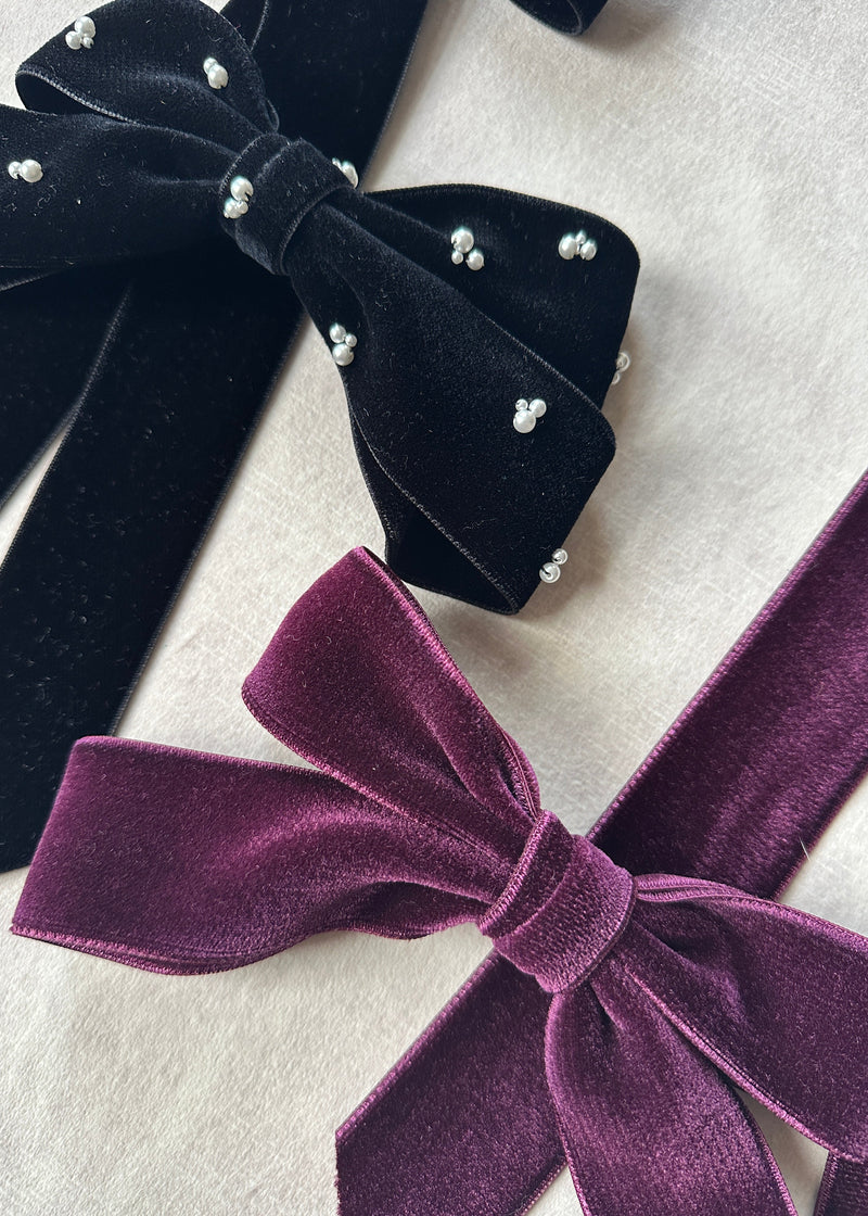 Double Velvet Long Hair Bow