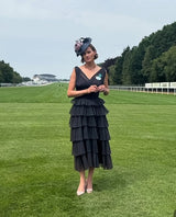 Maia Hat in Sinamay with Rose in Navy