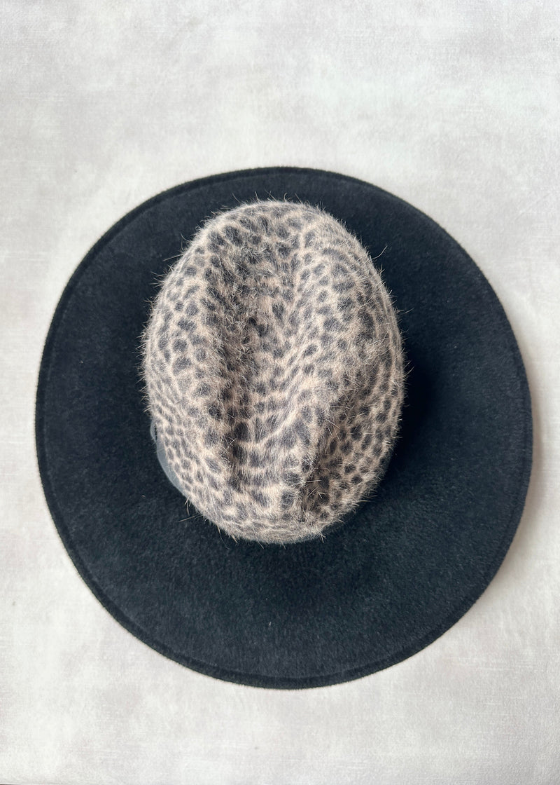 Maria Fedora in Felt in Two Tone Animal Print