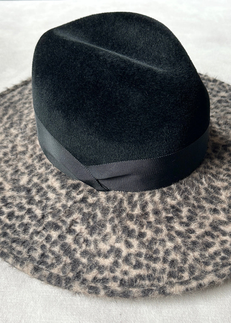 Maria Fedora in Felt in Two Tone Animal Print