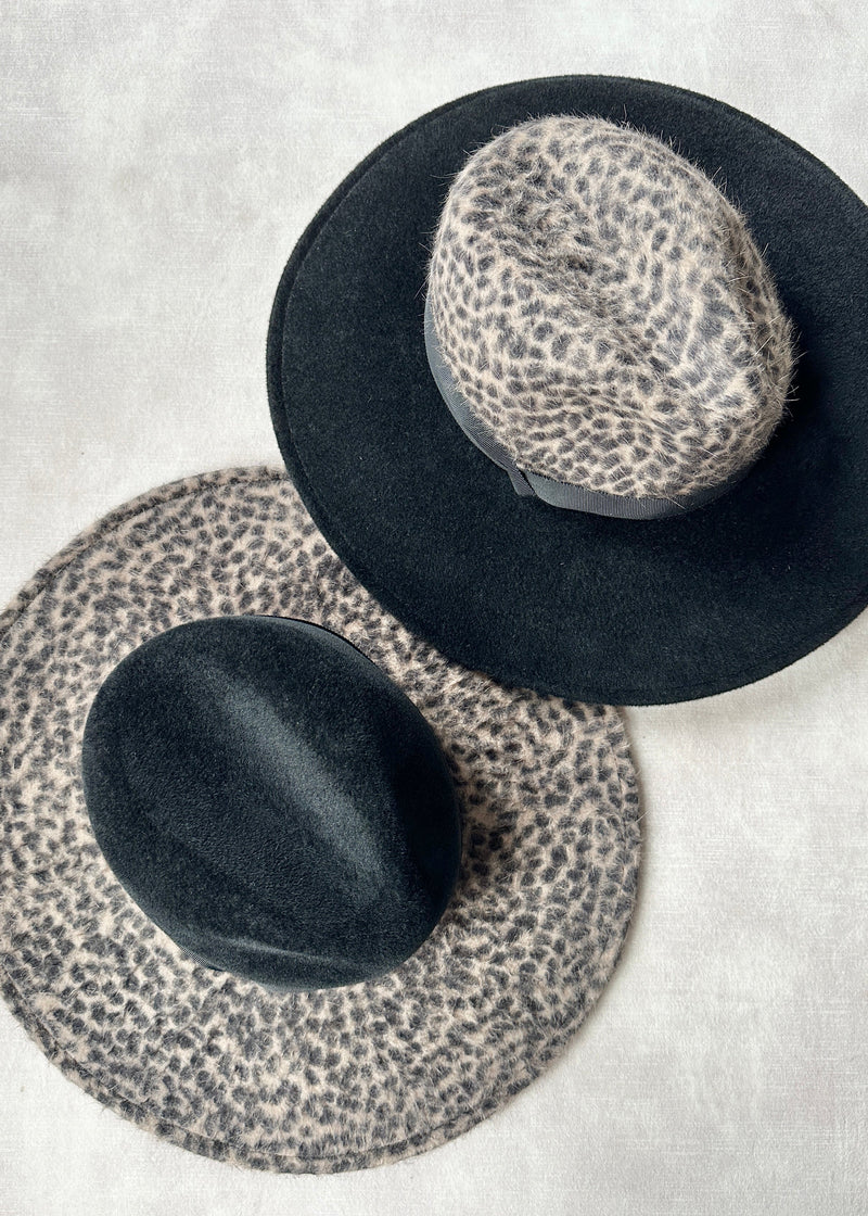 Maria Fedora in Felt in Two Tone Animal Print