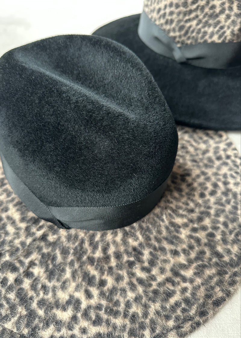 Maria Fedora in Felt in Two Tone Animal Print