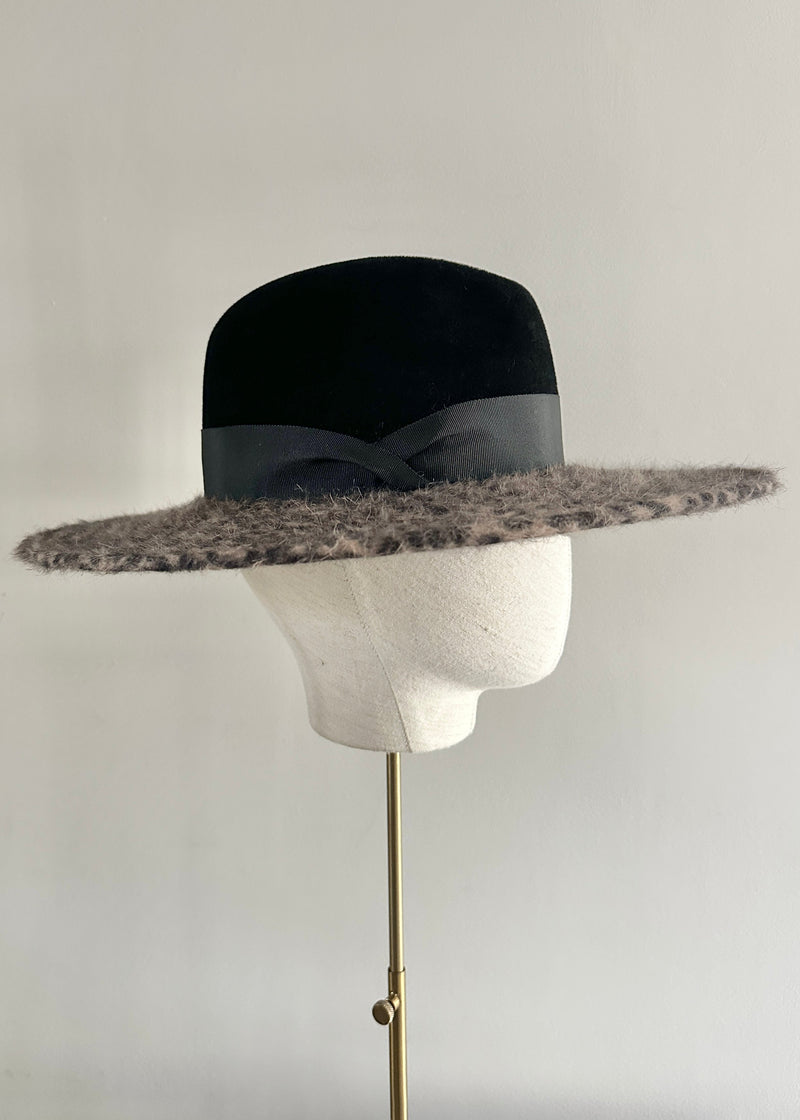 Maria Fedora in Felt in Two Tone Animal Print