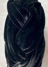 Wide Plaited Velvet Headband in Black